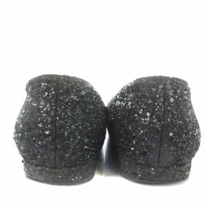 CHANEL カメリア フラットシューズ グリッター 24cm ブラック