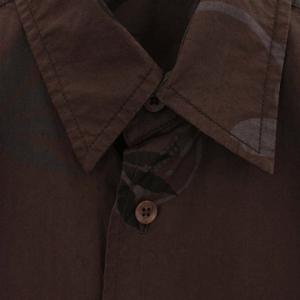 lucien pellat finet シャツ 柄シャツ スカル ヘンプ 総柄 半袖 S 茶 ブラウン
