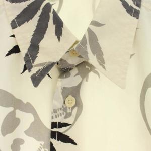 lucien pellat finet シャツ 柄シャツ スカル ヘンプ 総柄 半袖 S 白 ホワイト グレー