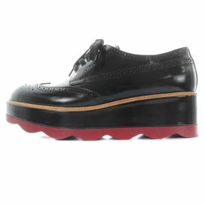 16AW プラットフォームシューズ 厚底 レザー ウイングチップ レースアップ 41 黒