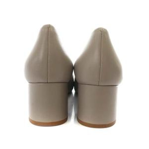 TORY BURCH パンプス チャンキーヒール ラウンドトゥ レザー 8 25.0cm グレー ブラック