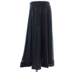LANVIN プリーツスカート フレア ひざ丈 サイドジップ シースルー シアー スパンコール 42 L 黒 ブラック