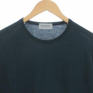 JOHN SMEDLEY ニット セーター 薄手 ウール 長袖 L 緑 ダークグリーン