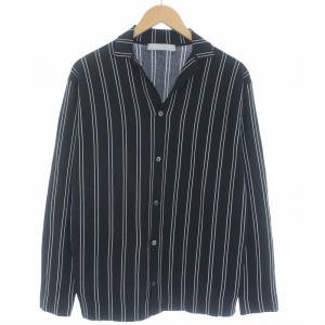 19SS カーディガン 薄手 ニット ストライプ L 黒 ブラック 白 ホワイト