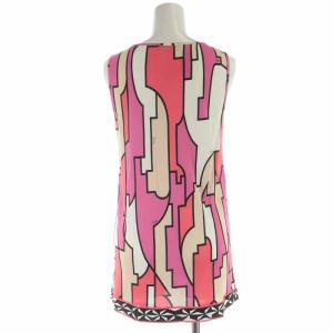 Emilio Pucci カットソー タンクトップ チュニック Vネック 総柄 ノースリーブ I40 M ピンク