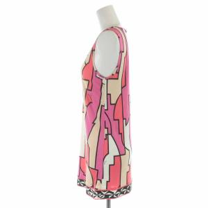 Emilio Pucci カットソー タンクトップ チュニック Vネック 総柄 ノースリーブ I40 M ピンク