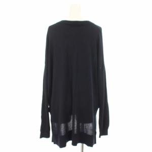 ENFOLD 19AW シルク コットン Vネック バックロング ニット 長袖 38 ネイビー