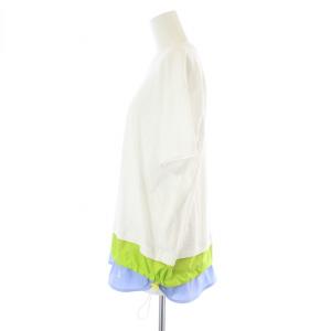 nagonstans 22AW CO天竺 ヘムレイヤーT/SH カットソー クルーネック 半袖 ロゴ刺繍 M ホワイト 水色