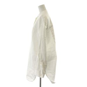 Plage 19SS ミディサテンオーバーシャツ ブラウス 長袖 リネン混 麻混 白 ホワイト 19050922400010