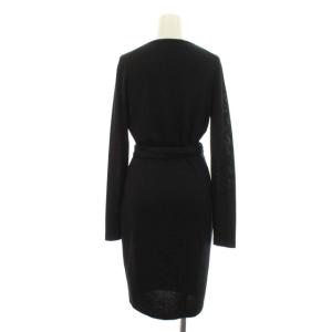 DIANE von FURSTENBERG ラップワンピース ラメ ひざ丈 ニットワンピ 長袖 S ブラック