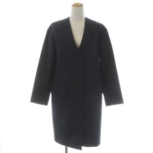 UNITED ARROWS ノーカラーリバーコート36 ブラックダークグレー