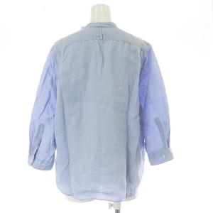 MARGARET HOWELL 20SS ブラウス シャツ 七分袖 キーネック 麻 リネン 3 L 水色 ライトブルー