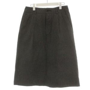 21SS CHEF CHECK COTTON LINEN フレアスカート ミモレ ロング ストライプ コットン 麻混 リネン混