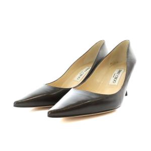 パンプス ヒール ポインテッドトゥ レザー 37.5 ブラウン