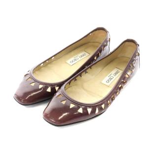 パンプス フラットシューズ エナメル 37.5 24.5cm 紫 パープル