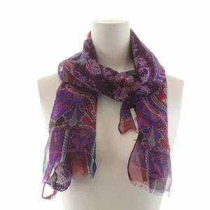 ETRO スカーフ 総柄 シルク パープル