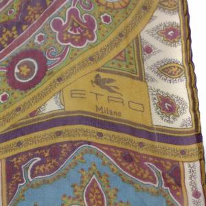 ETRO スカーフ ストール 総柄 シルク イタリア製 レッド カーキ