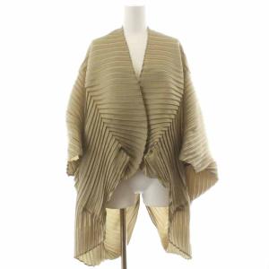 カーディガン プリーツ 長袖 カーキ