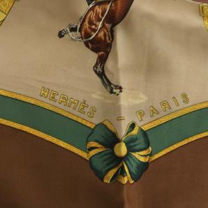 HERMES カレ90 LE GENERAL L'HOTTE フランス国立乗馬学校 スカーフ ブラウン