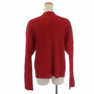 PLEATS PLEASE ISSEY MIYAKE カーディガン 長袖 プリーツ ノーカラー 日本製 4 レッド