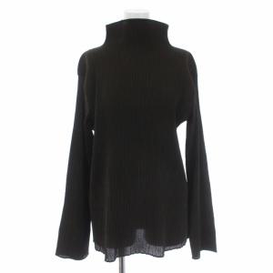 カットソー プルオーバー 長袖 ハイネック プリーツ L 茶 IM74-FJ907