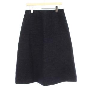 スカート ロング ウール混 ヒザ下 40 M ネイビー 紺