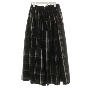 19年製 ウエストリボンチェックギャザースカート 38 ブラウン
