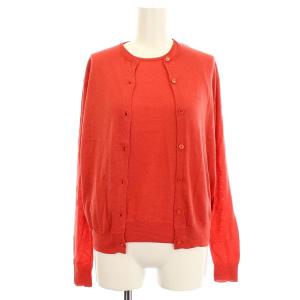 カーディガン アンサンブル シルク カシミヤ混 カットソー ノースリーブ 1 S 朱色 赤 レッド