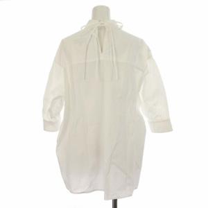 Drawer コットンドビースタンドカラーブラウス シャツ 七分袖 36 ホワイト