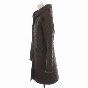 Brooks Brothers キルティングコート ロング 中綿 フード付き アウター S 茶 ダークブラウン