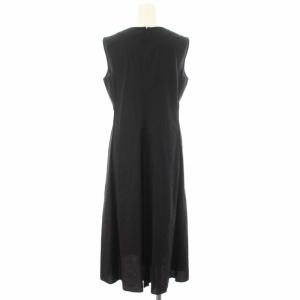23区 20AW ノースリーブフレアワンピース シルク混 絹混 ミモレ ロング 36 S 黒 ブラック