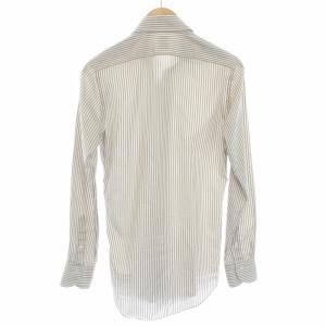 Finamore シャツ 長袖 ストライプ 14.5 37 ベージュ 白 ホワイト