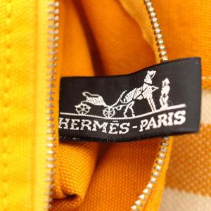 HERMES トートバッグ カンヌPM ストライプ キャンバス イエロー