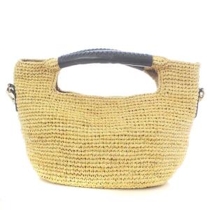 Athena New York ショルダーバッグ カゴバッグ ミニ 2WAY 花柄 レザー ベージュ ネイビー