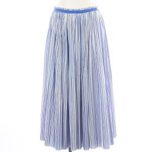 20SS ストライププリーツラップスカート フレア M ブルー