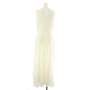GRACE CONTINENTAL 19SS ワンピース ロング マキシ フレア Vネック ノースリーブ レース 38 M 白 ホワイト