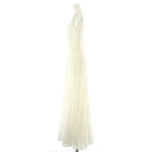 GRACE CONTINENTAL 19SS ワンピース ロング マキシ フレア Vネック ノースリーブ レース 38 M 白 ホワイト