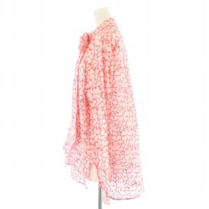 Drawer コットン刺繍リボンブラウス 花柄 ピンク