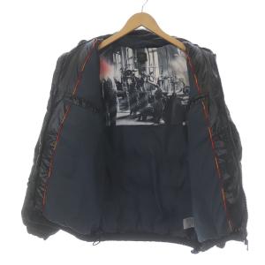 adidas Originals ダウンジャケット ミドル 切替 ジップアップ ハイネック フード ナイロン ブラック