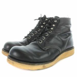 RED WING ワークブーツ ショートブーツ レザー レースアップ 刺繍羽根タグ 27.5cm ブラック