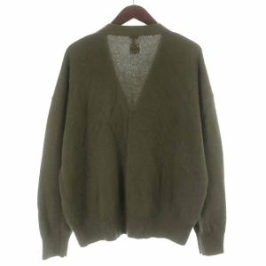 LOEWE カーディガン カシミヤ アナグラム 刺繍 S カーキ