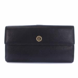 ココマーク 長財布 二つ折り Wホック レザー ブラック