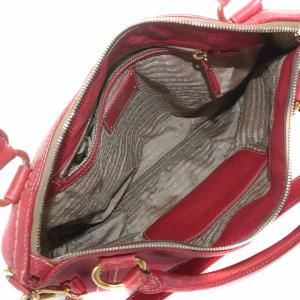 PRADA ハンドバッグ 2WAY レザー ロゴ レッド