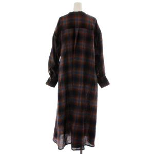 PENDLETON ワンピース マキシ ロング 長袖 チェック柄 ウール F 茶 ブラウン 青 ブルー