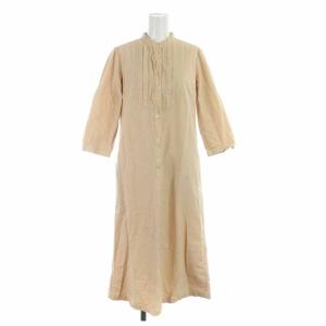 シャツワンピース ロング コットン 七分袖 2 ベージュ