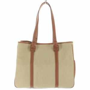 Salvatore Ferragamo トートバッグ ハンドバッグ キャンバス レザー ベージュ ブラウン