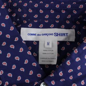 COMME des GARCONS SHIRT シャツ 長袖 ペイズリー柄 フランス製 M 紺 ネイビー W27044