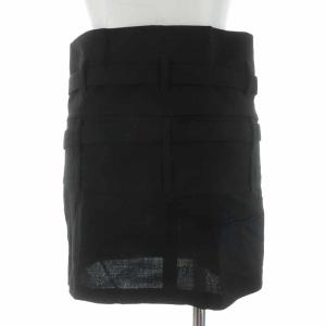 ANN DEMEULEMEESTER タイトスカート ミニ ウール ベルト 2連 34 ブラック