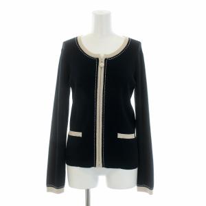 ニット カーディガン ダブルジップ 薄手 長袖 2 ネイビー ベージュ