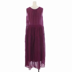 ANAYI 21AW シアー ワンピース ノースリーブ ロング Vネック シルク混 38 M 紫 パープル
